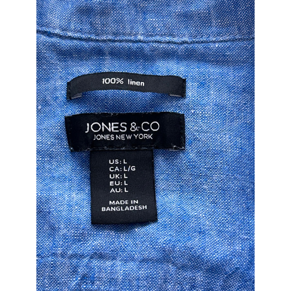 Jones New York Linen Denim-Style Jacket Light Blue Size L Button Front - Picture 6 of 8